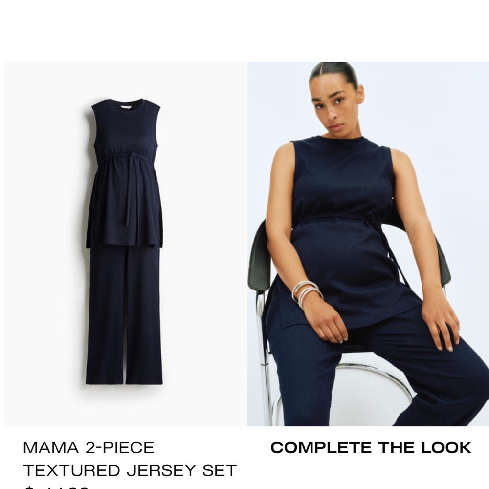 Set in textured jersey with a sleeveless top and pants.
MATERNITY EUC